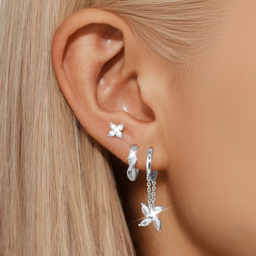 George · Smith Hoop Earrings For Women, 925 Sterling Silver Marquise Chain Drop Earrings Hoop For Women Teens Huggie Hoop Dangle Earrings Chain thumb #1