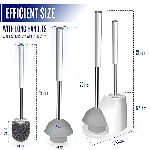 True Fresh Toilet Brush and Plunger Set with Holder Caddy -Stainless Steel Brush and Toilet Plunger for Heavy Duty -2-in-1 Scrubber Combo with Hidden Tweezer & Extendable Plastic Handle — view 4