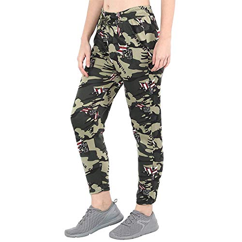 Image of Trusha Dresses Women's Slim Fit Multicolour Army Print Track Pants /Joggers /Trouser ( Size 28 inch To 32 inch Inches, Green, Xl )