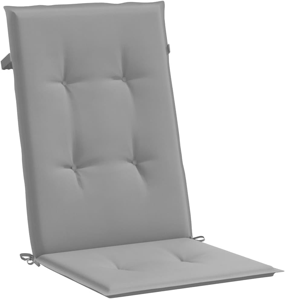 vidaXL Outdoor Garden 6-Pcs High Back Chair Cushions - Polyester, Gray - Water-Resistant, Non-Slip for Patio/Office/Home