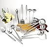 304 Stainless Steel Cooking Utensils Set, 16PCS Stainless Steel Kitchen Utensils Set, Metal Kitchen Utensils Set Include Meat Fork, Tongs, Turner, Soup Ladle, Dishwasher Safe #3