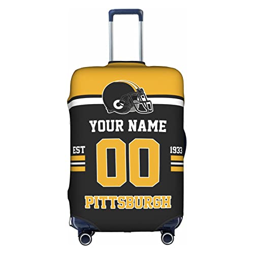 Custom Pittsburgh Luggage Cover, Personalized Suitcase Cover, Customized Design Your Name and Number Washable Elastic Travel Suitcase Protector for Business Vacation For 18-32 Inch Luggage