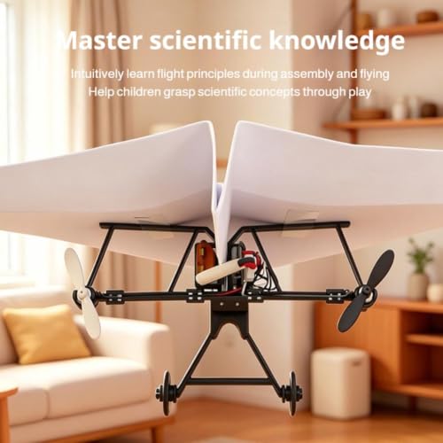 Image of Rc Paper Airplane Kit - DIY Electric Remote Control Plane with Gyro Stabilizer,Dual Propellers Rc Plane Kit,Lightweight Foldable Flying Stem Toy Micro Fixed Wing Drone,Cool Tech Gadgets Gifts