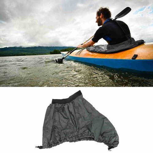 Keenso Kajak-Spritzdecke, Verstellbarer Kajak-Sprührock Nylon-Kajak-Sprührock wasserdichte Abdeckung Wassersportzubehör für Länge von 90 bis 95 cm; breit 50‑55cm(Grau)
