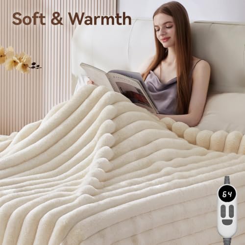 HaloRest Heated Throw Blanket, Faux Fur Cozy Electric Blanket 63''*84'' by HaloRest - Used condition - Image 8