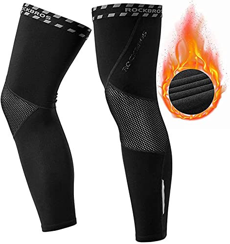 ROCKBROS Scaldamuscoli Ciclismo - Manicotti Gambe Invernali - Gambali Protezione Ginocchiera, Termici Antivento per Inverno Sport-Bicicletta, MTB, Elastici Trapiranti Riflettenti Uomo Donna Unisex