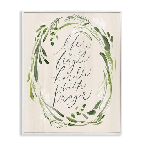 Prayer Phrase Botanical Leaf Border, 16 x 20 Inch Framed Giclée Print