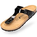 Die trendige Sandale für Frauen und Mädchen mit einem aparten Schnallen-Verschluss und einer komfortablen rutschfesten Fersenschale, ermöglicht ein schnelles Hineinschlüpfen in die Pantoletten