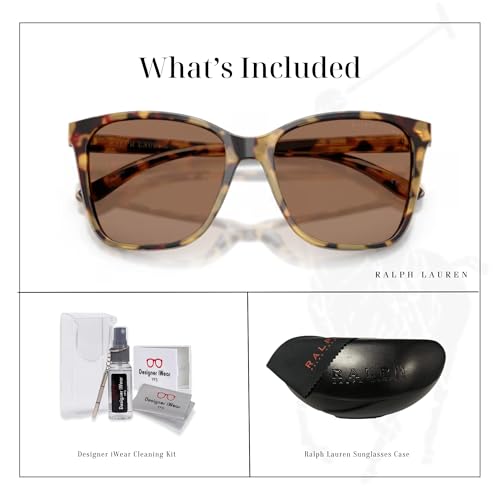 Ralph Lauren RL8201 Rectangle Sunglasses For Women +BUNDLE with ACCESSORY EYEWEAR KIT2