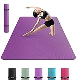 HAPBEAR ヨガマット 特大 幅広 トレーニングマット 厚め 6mm ピラティスマット 両面滑り止め 防音マット TPE素材 軽量 フィットネスマット スポーツマット エクササイズ 収納バッグ付き (パープル, 183x122x0.6cm)