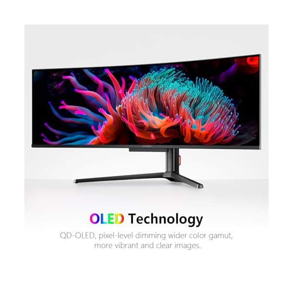 INNOCN 49" OLED Ultrawide Curved Gaming Monitor 5120 x 1440p 144Hz, 0.03ms, USB Type C 90W, HDMI 2.1, DisplayPort, USB Hub, Surrounding Speakers, Adaptive-Sync, Height Adjustable Stand, Black - Image 5