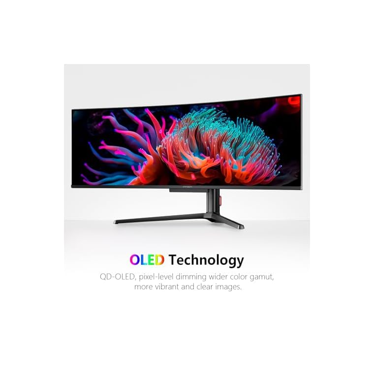 INNOCN 49" OLED Ultrawide Curved Gaming Monitor 5120 x 1440p 144Hz, 0.03ms, USB Type C 90W, HDMI 2.1, DisplayPort, USB Hub, Speakers, Adaptive-Sync, Adjustable Stand, Black - Image 5