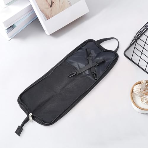 Image of GORGECRAFT Drumstick Bag with Crossbody Shoulder Strap 46x20cm Drum Stick Hanging Bag Black Portable Handbag Holder Case with Hooks and Handle for Percussion Drumstick Mallets Brushes Storage