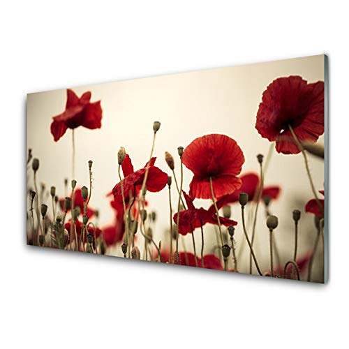 Impression sur verre trempé de qualité supérieure 100x50cm coquelicots