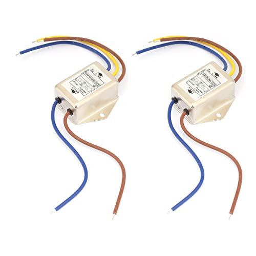 Filtro EMI 2-Pack, filtro di alimentazione EMI monofase CW1B-10A-L, filtro di interferenza elettromagnetica AC 125/250V 10A, adatto per la maggior parte dei dispositivi digitali, facile da installare