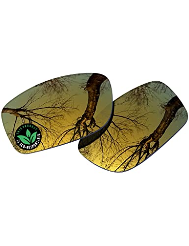 Image of Raydi Polycarbonate Replacement Lenses for Arnette Slickster AN4185 Rectangular Sunglasses - Flare Gold Mirror - Polarized