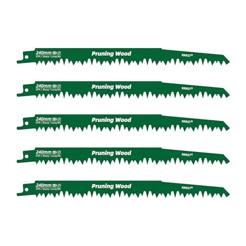 5 Lame Scie Sabre pour Bois, 240mm 5TPI pour l'Élagage des Arbres, Bois Grossier, Dur, Tendre et Vivant - Facile et Durable