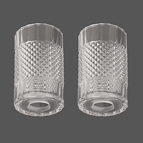 Anmire 2 Pack Clear Diamond Style Glass Shade, Cylinder Pendant Light Fixture Replacement Globe Or Cover With 1-5/8-Inch Fitter Or Chandelier Wall Sconce Pendant Light #TOP13