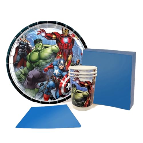 Image of WP WANNA PARTY Superhero Theme Tableware Set - Pack of 36: Plates, Cups, Napkins for Kids Birthday Party, Boys Party Supplies & Superhero Theme Decorations