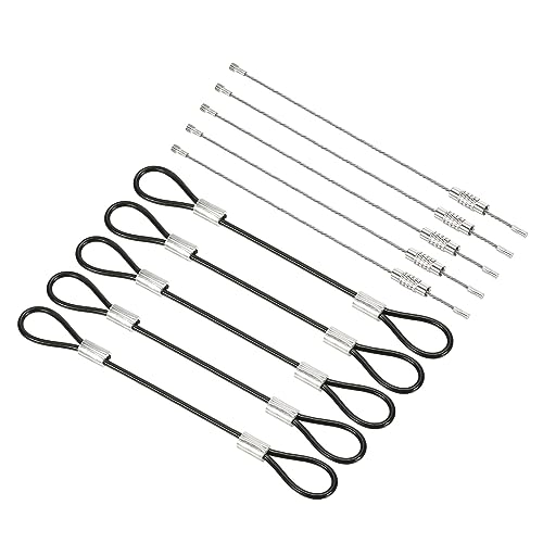 PATIKIL 0.3Ft Sicherheit Kabel Schloss 5 Packung Edelstahl 2mm Durchm Sicherheit Draht Seil mit Doppel Schleife Verschraubter Draht Kabel für Stage Beleuchtung Reisegepäck Schloss Schwarz