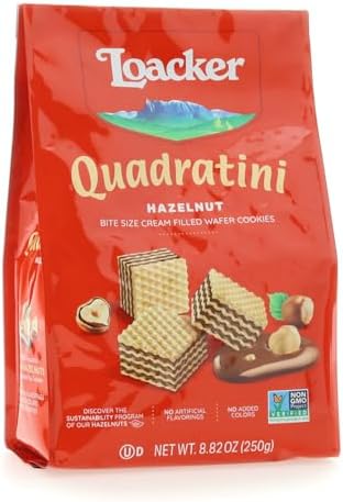 Loacker Quadratini Hazelnut Wafer Cookies, 8.82 Oz