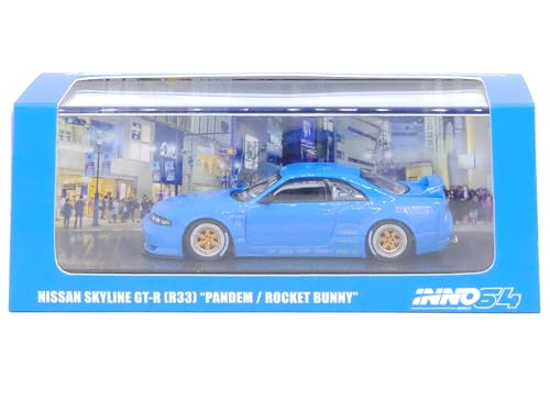 Inno Models Skyline GT-R (R33) RHD (Right Hand Drive) Blue Pandem - Rocket Bunny 1/64 Diecast Model Car IN64-R33P-BLU