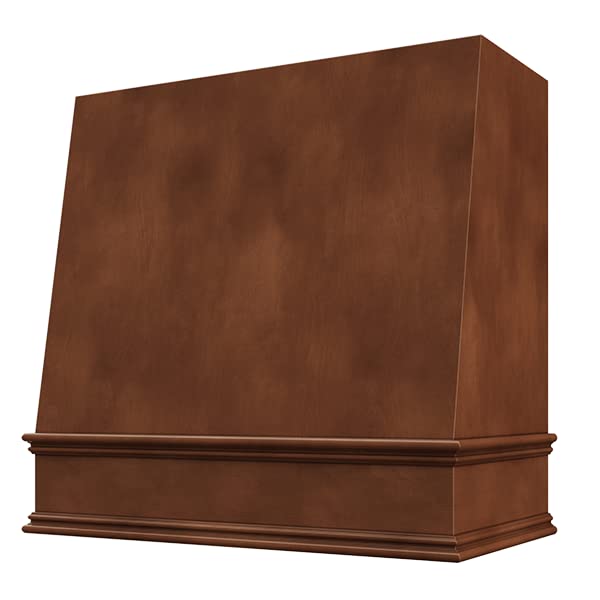 Wood Range Hood Angled Front with Decorative Molding | Custom Wall Mount Kitchen Vent Cover for Dream Kitchen | Plywood & Maple Veneer | (31.5 W x 36 H inches)