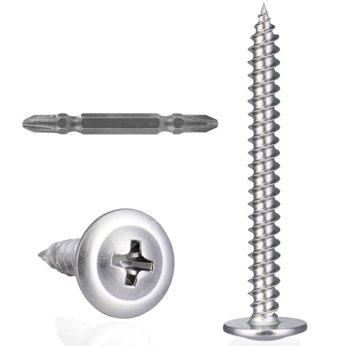 VGBUY 100Pcs #8x2 Wood Screws Phillips Modified Truss Head Stainless Steel 410 Quick Metal Self Tapping Screws by VGBUY - Used condition - US$8.99