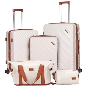 5 piece Luggage Set Expandable Suitcase 22x14x9 Airline Approved Carry on, ABS Hard Case Suitcases with Spinner Wheels, TSA Lock, Durable Waterproof Travel Set