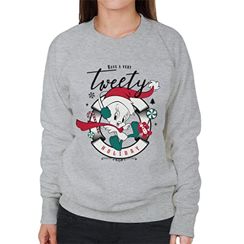 All+Every Looney Tunes Christmas Have A Very Tweety Holiday Women's Sweatshirt Heather Grey