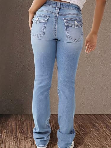 Image of Flamingals High Waist Boot Cut Jeans for Women Flare Denim Pants