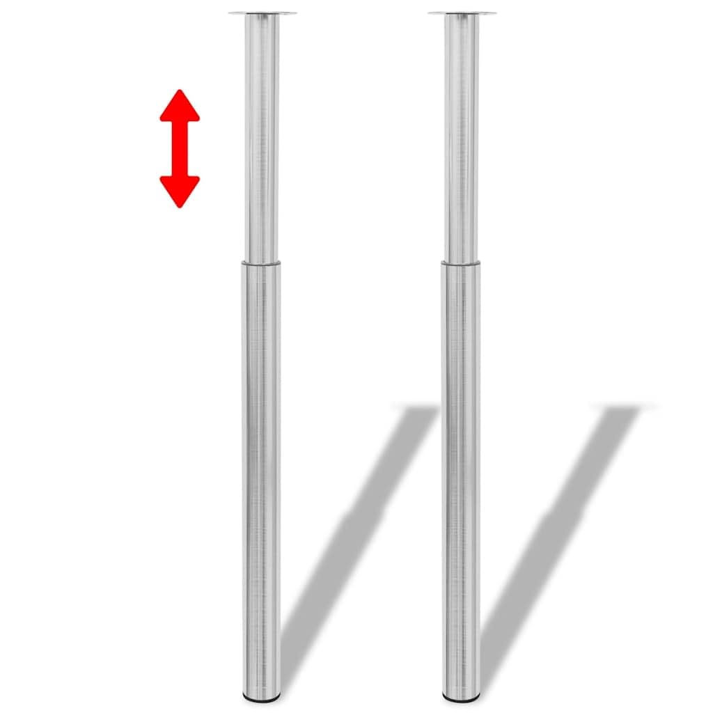 Juego de 2 patas telescópicas para mesa de acero inoxidable, altura regulable, 710-1100 mm, robustas patas para muebles para mesa de comedor, escritorio, encimera, con placas de montaje y