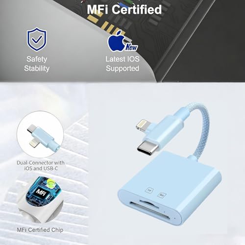 Lecteur carte mémoire iPhone saturé, adaptateur SD et MicroSD double slot USB-C