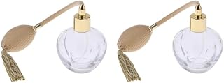 Leisurealeaneag Juego de 2 botellas de perfume vacías de cristal rellenables, atomizadores, 100 ml, color amarillo, 10 x 7 cm