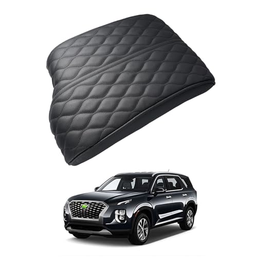 Autorder Center Console Cover for Hyundai Palisade 2020 2021 2022 2023 2024 2025 2026 Accessories Armrest Cover Anti-Scratch Middle Console Pad Leather Armrest Cushion Protector Black