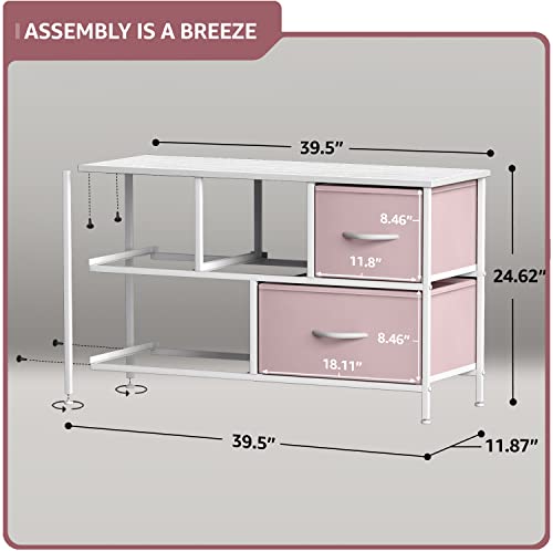 Sorbus Kids Dresser with 5 Drawers - Storage Chest Organizer Unit with Steel Frame, Wood Top, Easy Pull Fabric Bins - Long Wide TV Stand for Bedroom Furniture, Hallway, Closet & Office Organization — view 3