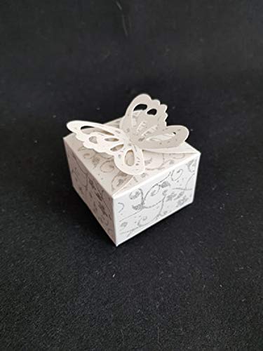 Boite à Dragée Papillon 25 Pièces (Blanc/Argenté)