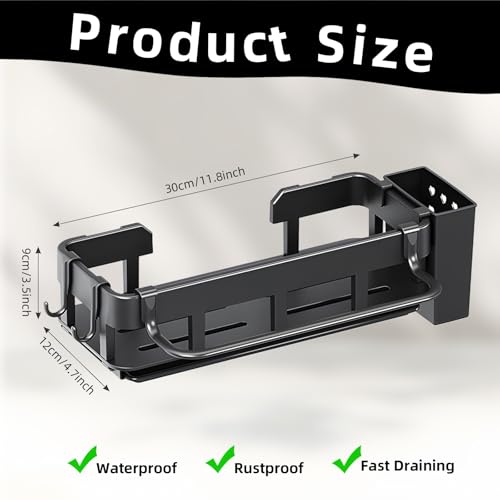 Miniatura 2 de Organizador Multifuncional Para Fregadero, Organizador De Fregadero De Cocina Montado En La Pared, Almacenamiento De Pared De Cocina Sin Perforaciones, Con 2 Soportes Para Palillos, 2 Ganchos Y