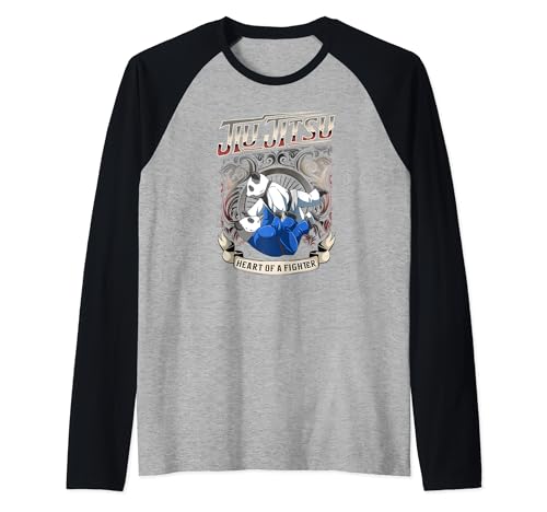 BJJ Heart Of A Fighter - Jiu Jitsu Fighting Pandas Camiseta Manga Raglan