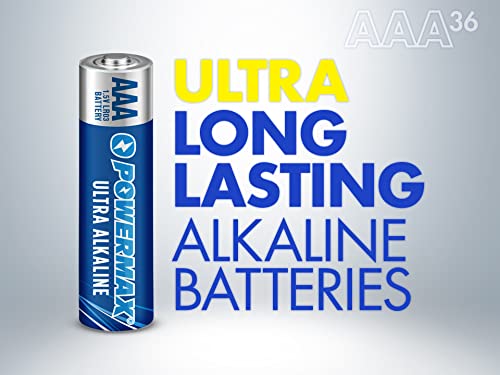 Powermax 36-Count Aaa Batteries, Ultra Long Lasting Alkaline Battery, 10-Year Shelf Life, Reclosable Packaging #TOP1