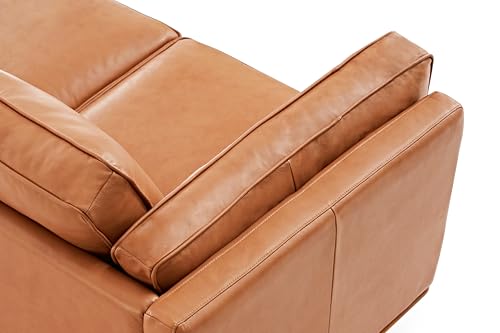 Image of Valencia Artisan Full Leather Sofa 88 inch - Pure Full Italian Nappa Leather Couch, Solid Wood Accent, Ultimate Comfort, Cognac Tan