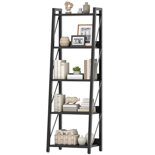 HOOBRO Ladder Shelf, 5-Tier Bookshelf, Corner Bookcase, Freestanding Storage Shelf