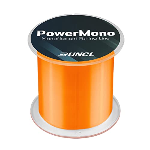 RUNCL PowerMono Fishing Line, Monofilament Fishing Line - Ultimate Strength, Shock Absorber, Suspend in Water, Knot Friendly - Mono Fishing Line (Orange, 4LB(1.8kgs), 500yds)