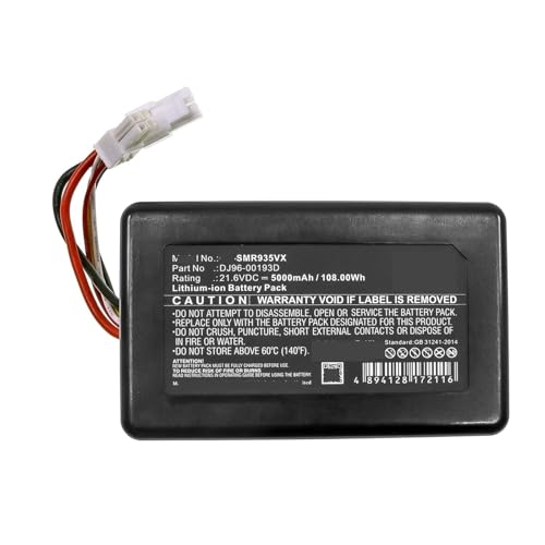 Batterie 21,6 V 5 000 mAh DJ96-00193D. Compatible avec les aspirateurs robots Samsung PowerBot R9350, R9250, VR2AK9350WK/AA et SR20K9350WK.