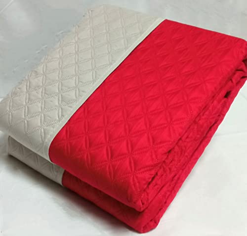 Corredocasa Copriletto Singolo Trapuntato Double Face, Made in Italy - Trapunta Primaverile/Estiva in Morbida Microfibra - Trapuntino Bicolore Disponibile in Vari Colori - 160x260 cm (Rosso/Panna)