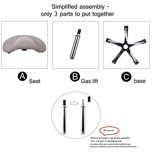 Kaleurrier Saddle Stool Rolling Swivel Height Adjustable With Wheels,Heavy Duty Stool,Ergonomic Stool Chair For Lab,Clinic,Dentist,Salon,Massage,Office And Home Kitchen (Grey, Without Back) #TOP7