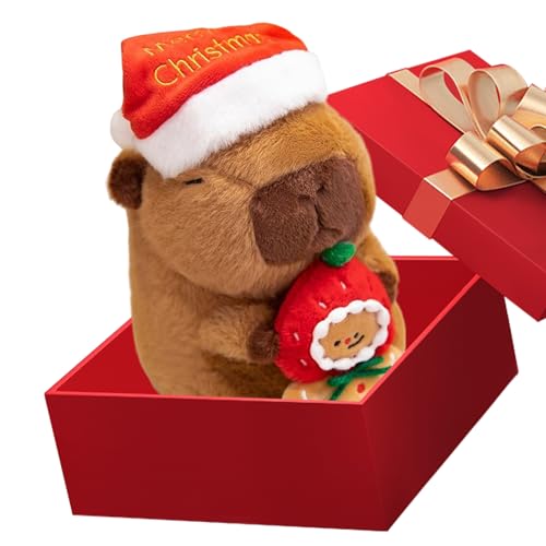 クリスマスぬいぐるみ - 人形用クッション、柔らかい生地のカピバラぬいぐるみ、動物のぬいぐるみ枕、幼児のホリデーカー、ベッドルーム、ソファ、リビングルーム、ホームトラベルデイケアに最適です。