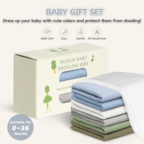Image of Susurration Muslin Baby Drool Bibs 10Pack Soft Square Adjustable Bandana Bibs for Unisex Baby Girls & Boys
