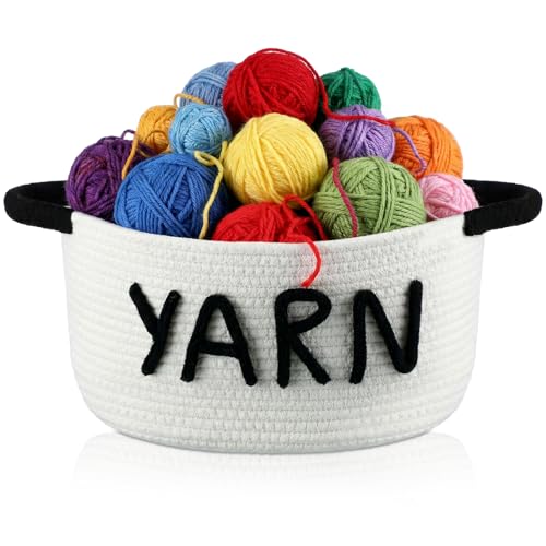 Yungyan Yarn Storage Basket with Handles Foldable Organizer,Yarn,Black