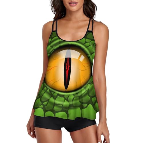 Tankini yeux verts effrayants avec shorty protecteur pour une baignade sereine